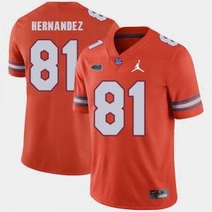 Mens University of Florida #81 Aaron Hernandez Orange Jordan Brand Replica 2018 Game Jersey 492795-116