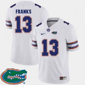 For Men's Florida Gator #13 Feleipe Franks White College Football 2018 SEC Jersey 597916-981