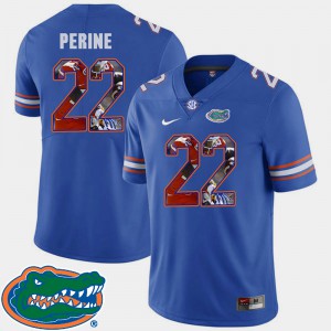 For Men's University of Florida #22 Lamical Perine Royal Pictorial Fashion Football Jersey 335523-546