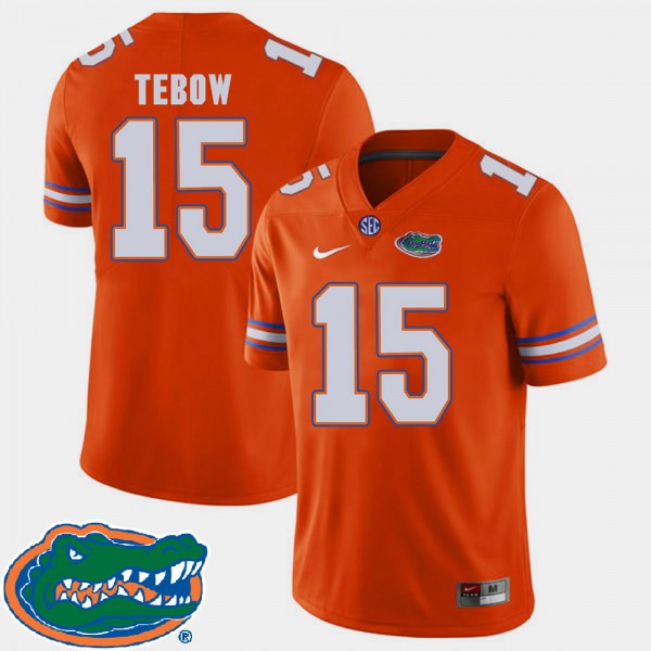 حلمات ورديه Mens Florida Gators #15 Tim Tebow Orange College Football 2018 SEC ... حلمات ورديه